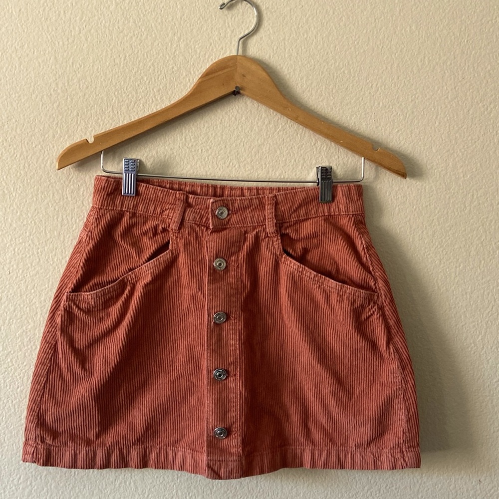 EUC FREE PEOPLE RUST Corduroy & Rivets Mini Skirt